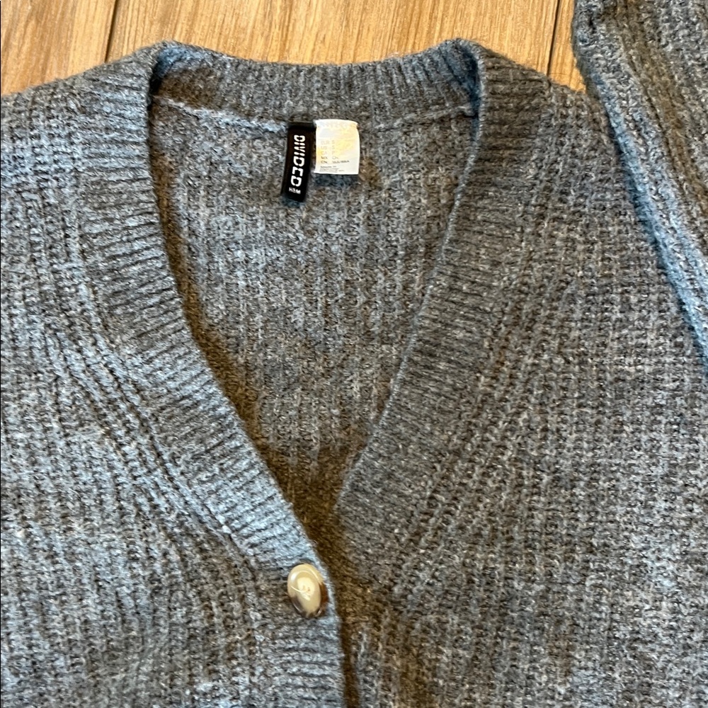 H&M Charcoal Button-Up Cardigan, Sz SM - Picture 2 of 7